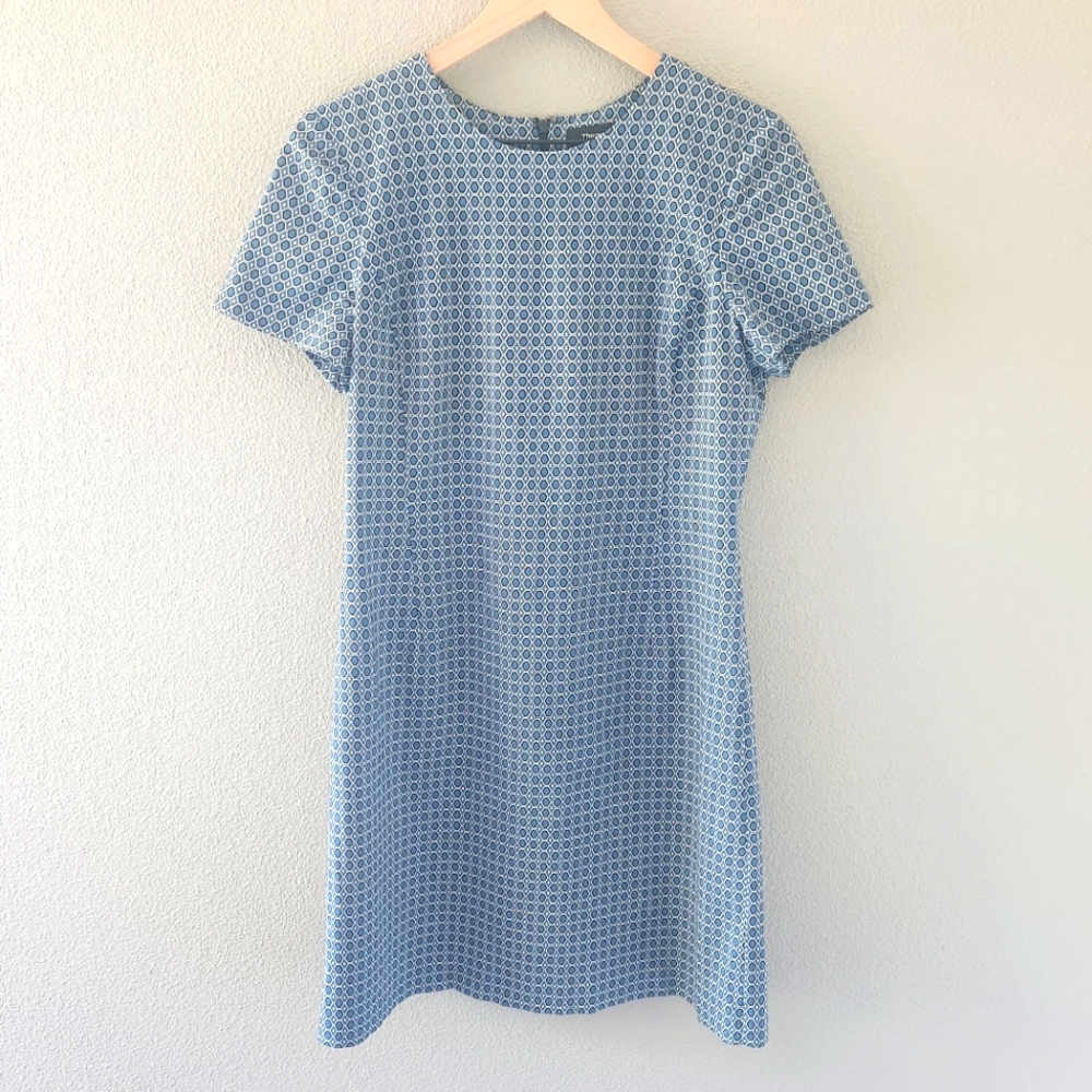 Theory Blue Patterned Shift Dress